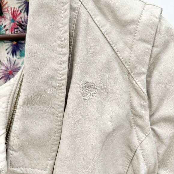 Desigual Faux Leather Biker Jacket Removable Sleeves And Collar Embroidered XL - Picture 4 of 16